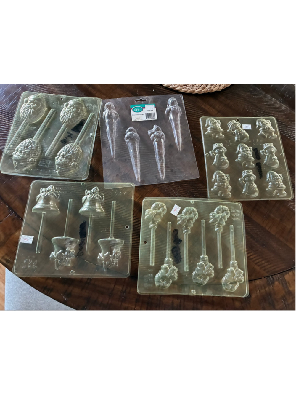 Vintage Make'n Mold Christmas Bakeware Candy Molds Set of 5 Clear